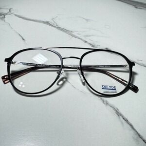 Robert Mitchel RM202118 Black Silver Aviator Double Bridge Eyeglass's 53-20-145